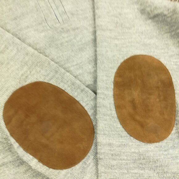 J Crew Sweater 1/4 Zip Merino Wool Gray Suede Elbow Patch Mens Large Slim Fit - Picture 3 of 11